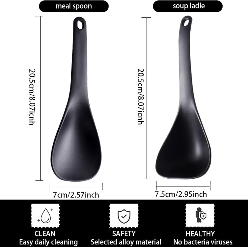 Comicfs 2Pcs Rice Paddle, Soup Spoon, Non-stick Heat- resistant Rice Spoon Scooper Spatula, Rice Paddle, Rice Cooker Spoons, Serving Spoons for Grains, Soup Mashed Potato (Black) - Image 2